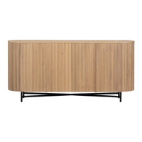 Wooden sideboard with black legs on a white background