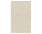 A beige area rug with a textured weave, laid out flat.