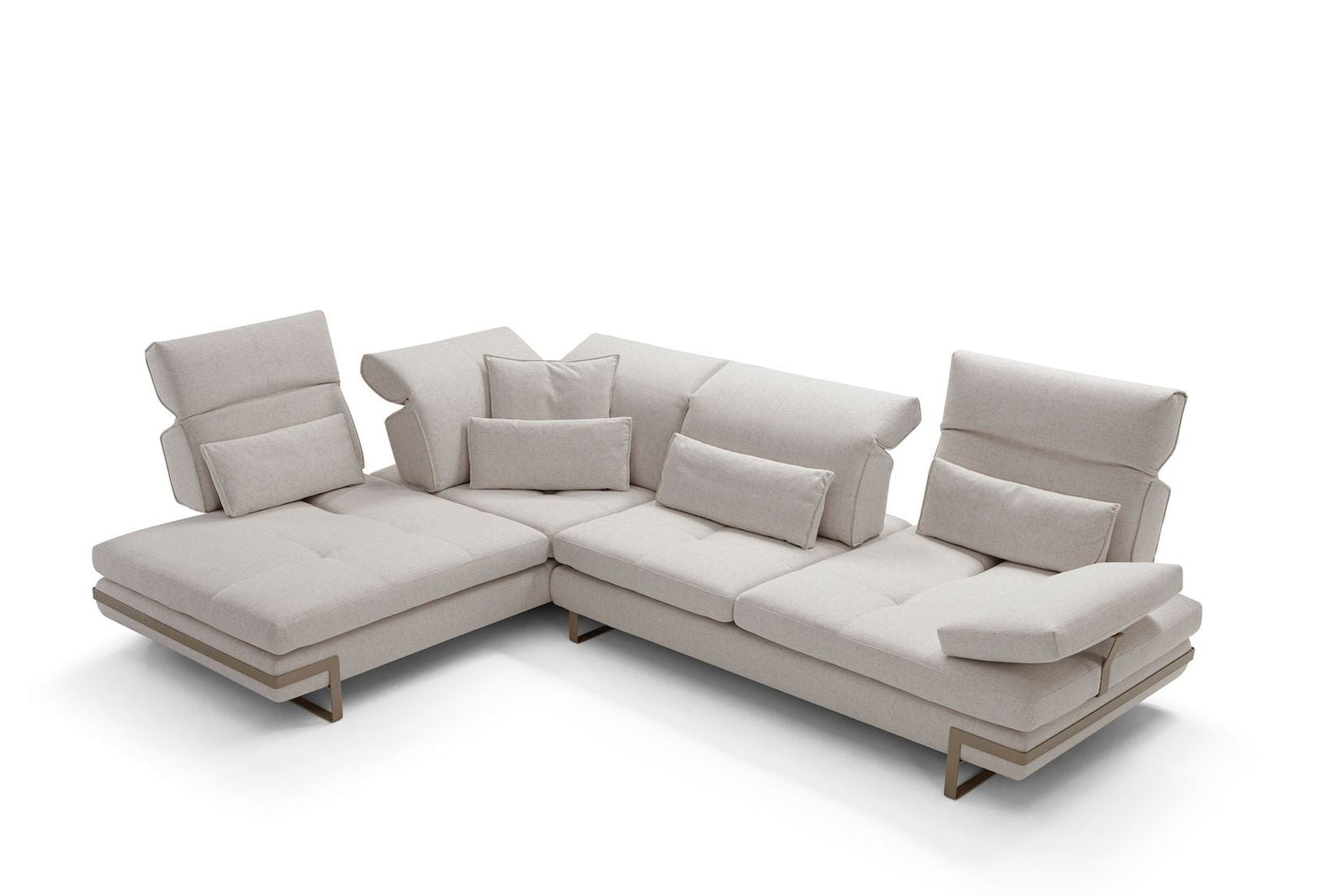 Beige sectional sofa on a white background