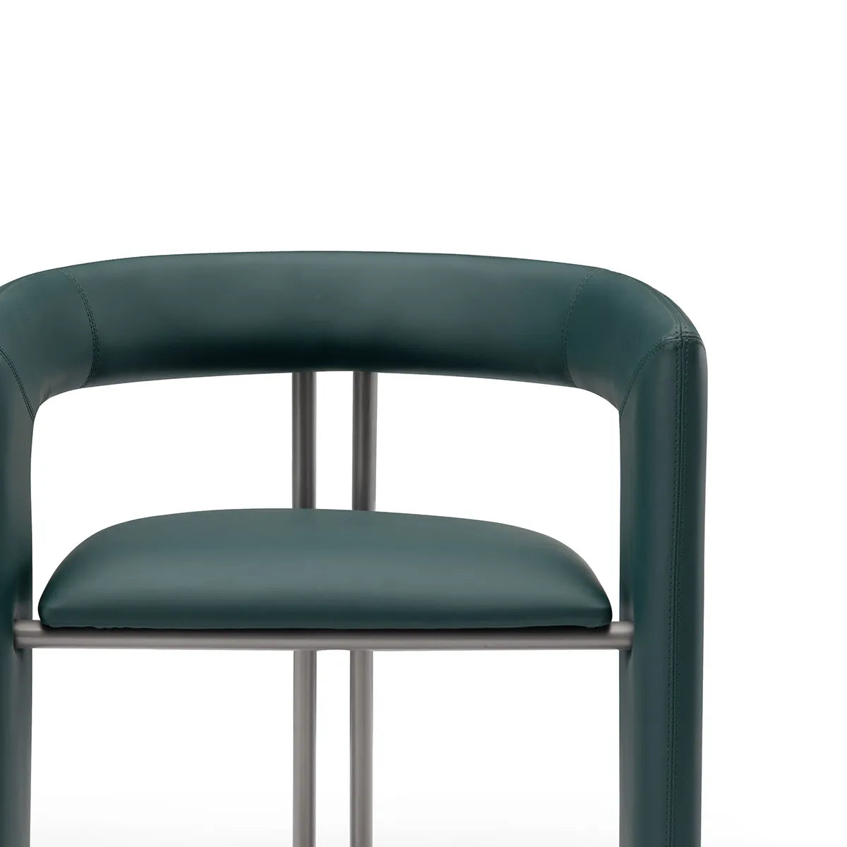 Green chair with metal frame on a white background