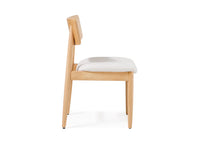 Wooden chair with a white cushion on a white background