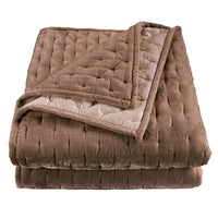 Brown quilted blanket on a white background
