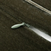 Close-up of a zipper on a dark fabric background
