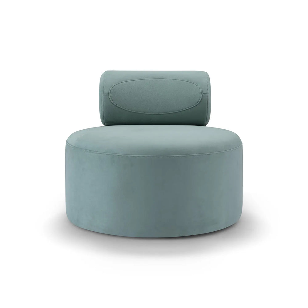 Modern teal chair on a white background