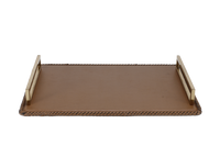 A leather tray on a white background