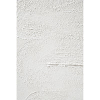 A minimalistic textured canvas painting in a black frame, predominantly white color