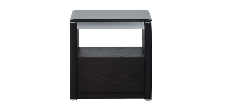 Black side table on a white background